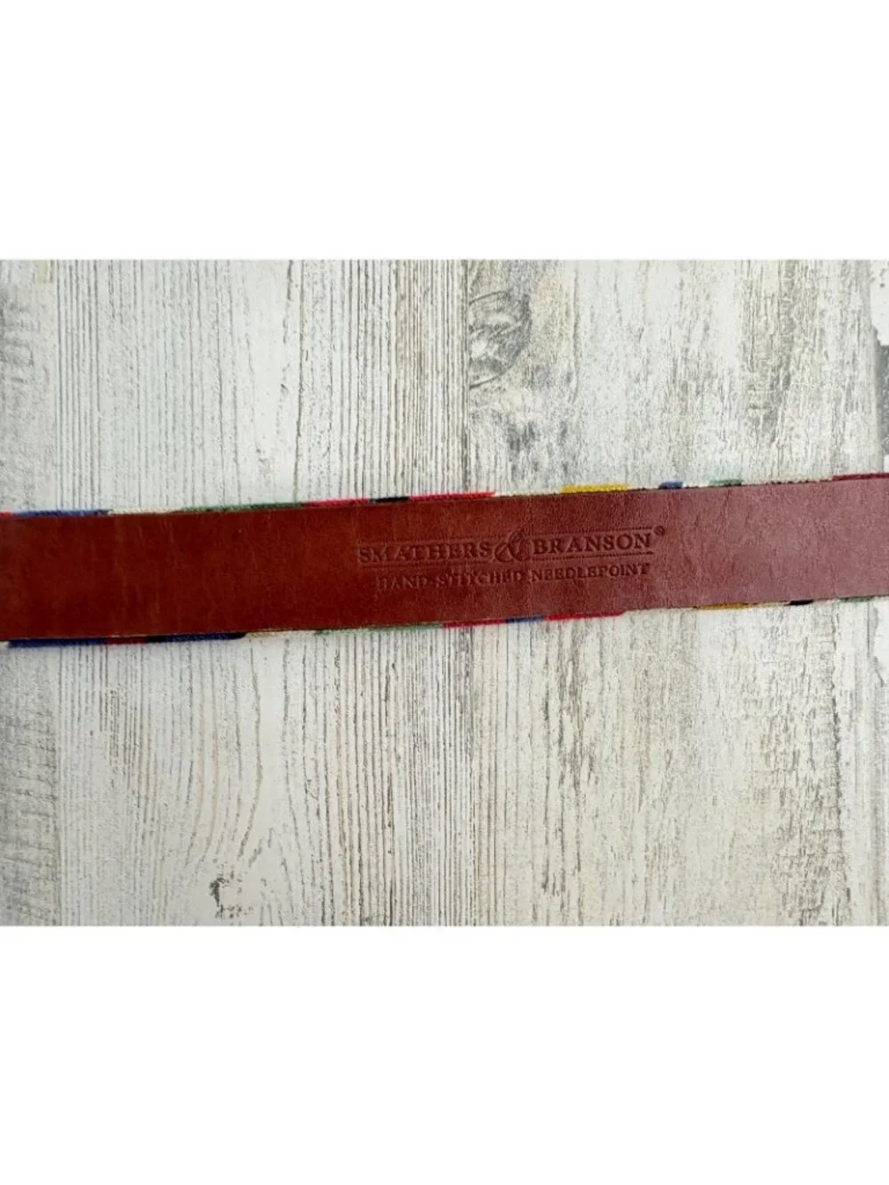 Smathers & Branson Summer Madras Needlepoint Belt Sz 46 Plaid